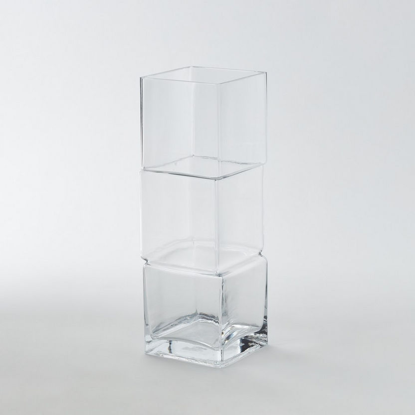 Mauve Glass Stacked Cubes Vase - 30x30x30 cm-Vases-image-4