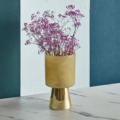 Mauve Glass Cylindrical Vase on Conical Stand - 25.5x14.5x10.5 cms
