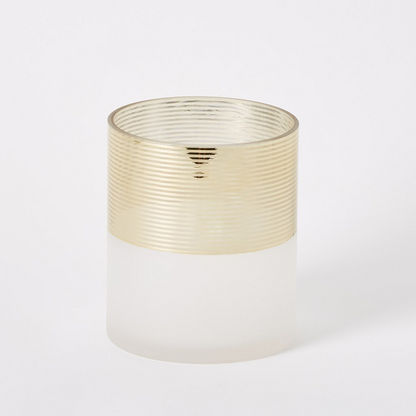 Mauve Glass Translucent Ribbed Vase - 15x12.5x12.5 cms