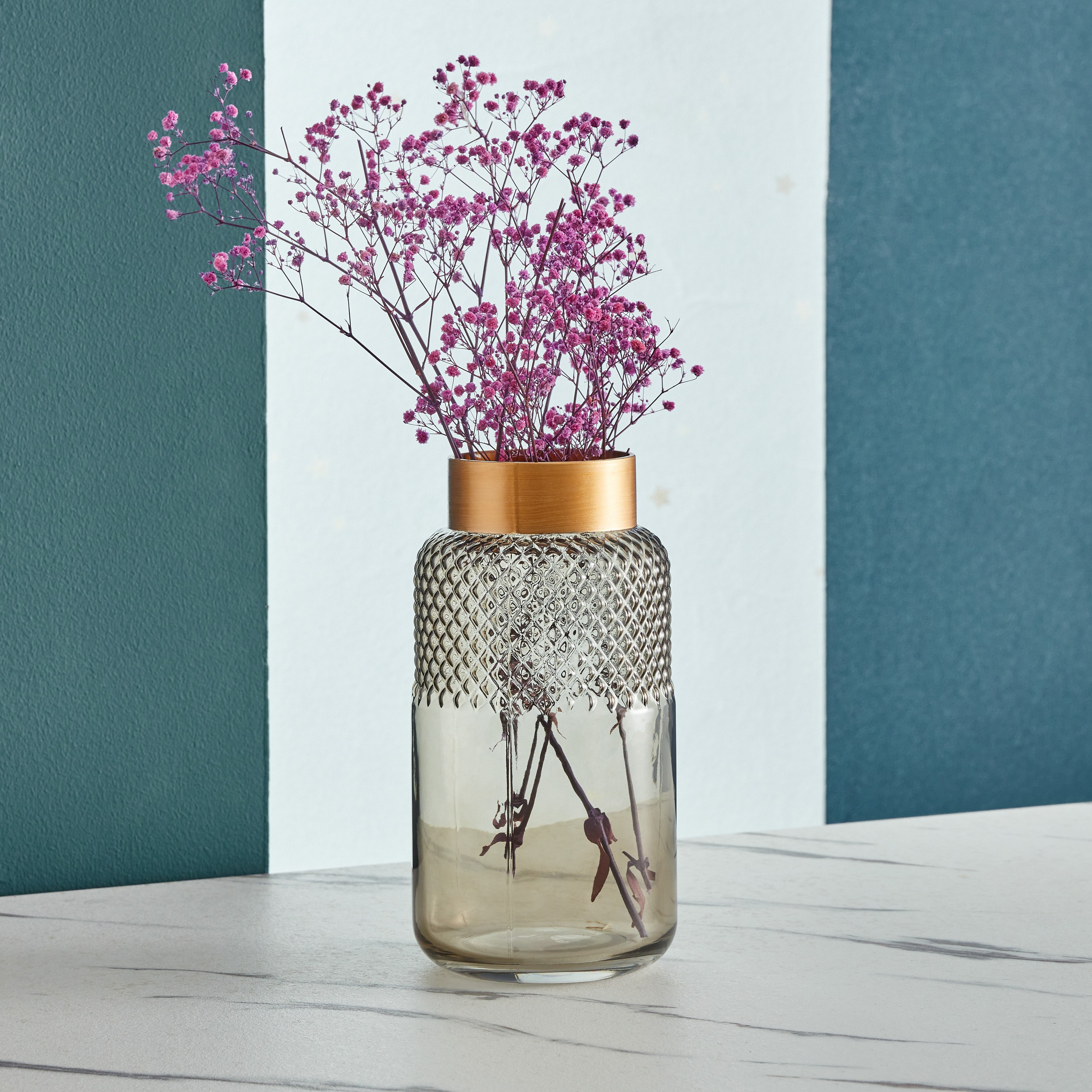 Mauve Glass Pixelated Vase - 23x7.3x8.5 cm-hbxbedroom-decorandaccessories-vases-image-1