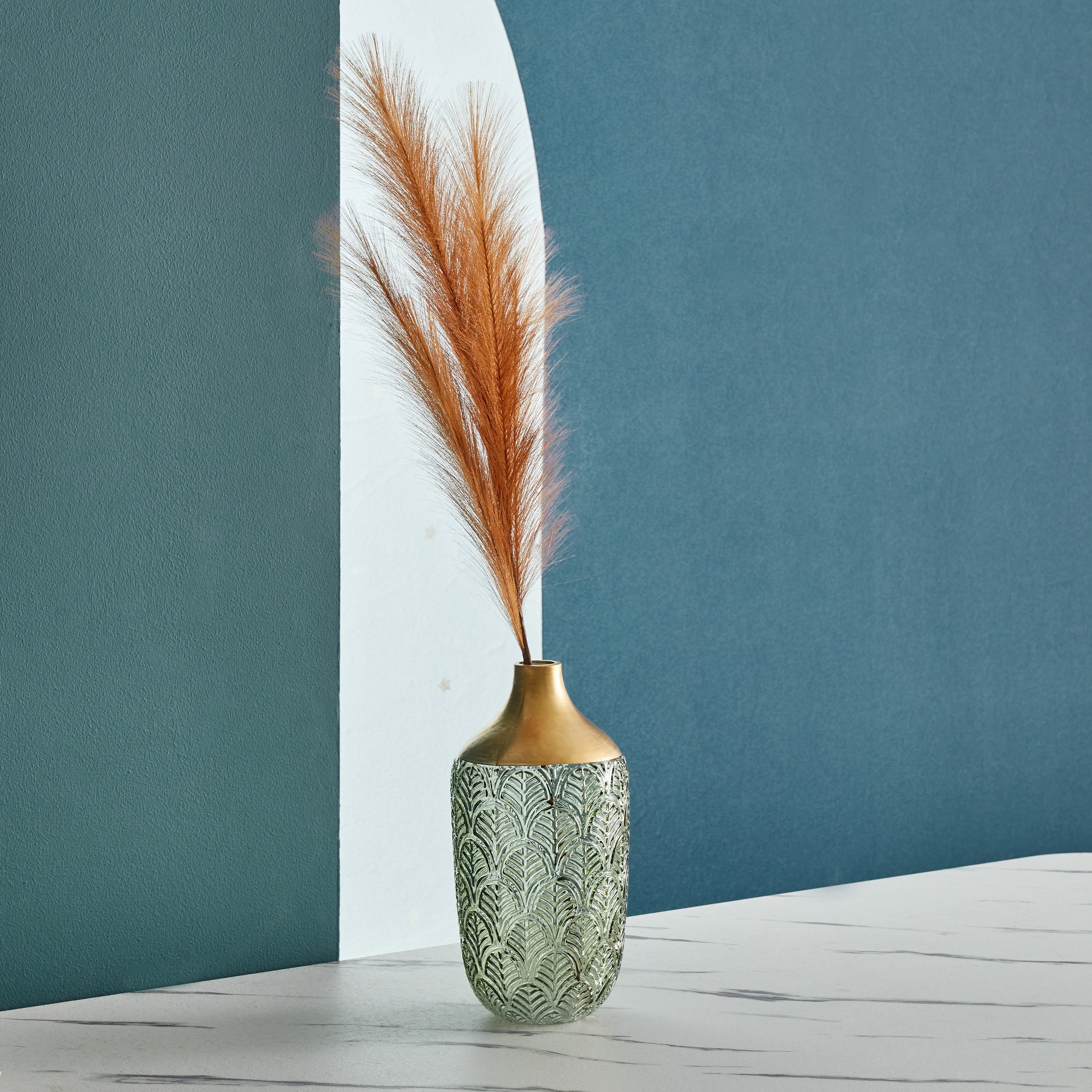 مزهرية زجاج مزخرفة بأوراق السرخس من موف - 29x4x7 سم-hbxbedroom-decorandaccessories-vases-image-1
