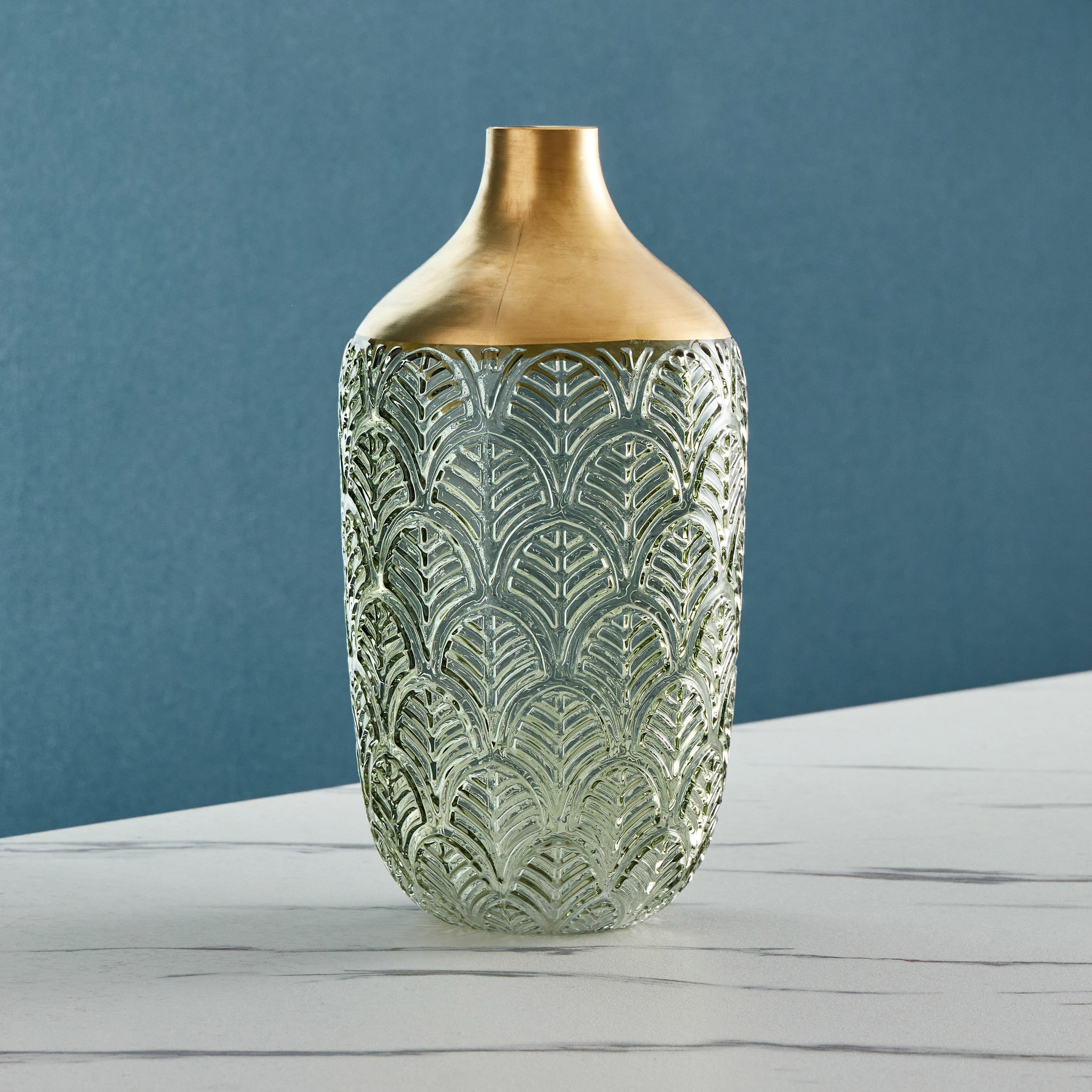 مزهرية زجاج مزخرفة بأوراق السرخس من موف - 29x4x7 سم-hbxbedroom-decorandaccessories-vases-image-2