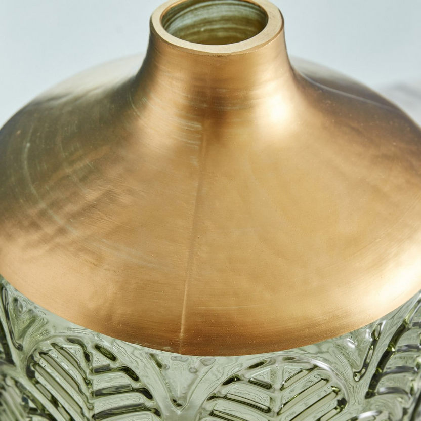 Mauve Glass Fern Leaf Textured Vase - 22x4x9 cm-Vases-image-2