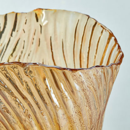 Mauve Glass Organic Ribbed Vase - 22x15x35 cms
