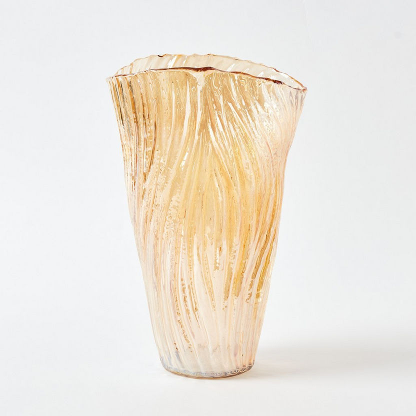 Mauve Glass Organic Ribbed Vase - 22x15x35 cm-Vases-image-4