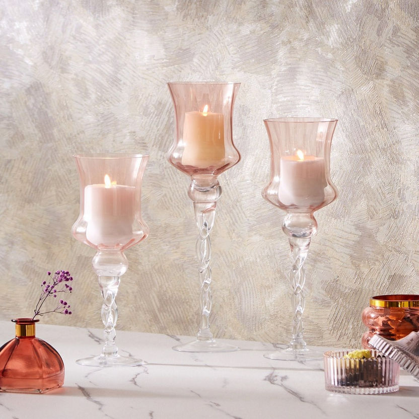 Vintage 3-Piece Glass Candleholder Set-Candle Holders-image-4