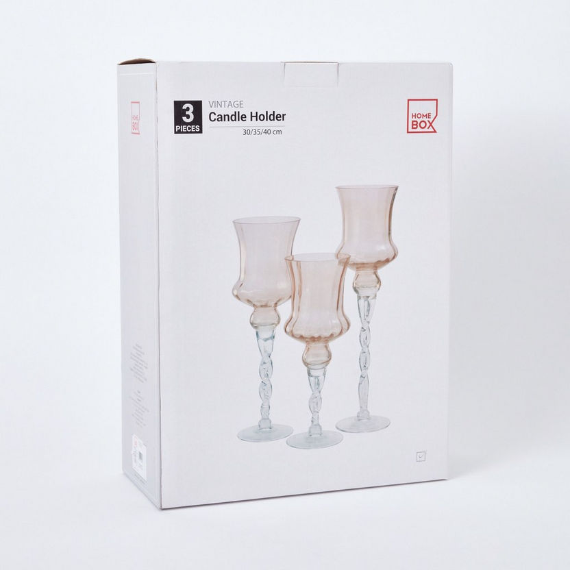 Vintage 3-Piece Glass Candleholder Set-Candle Holders-image-5