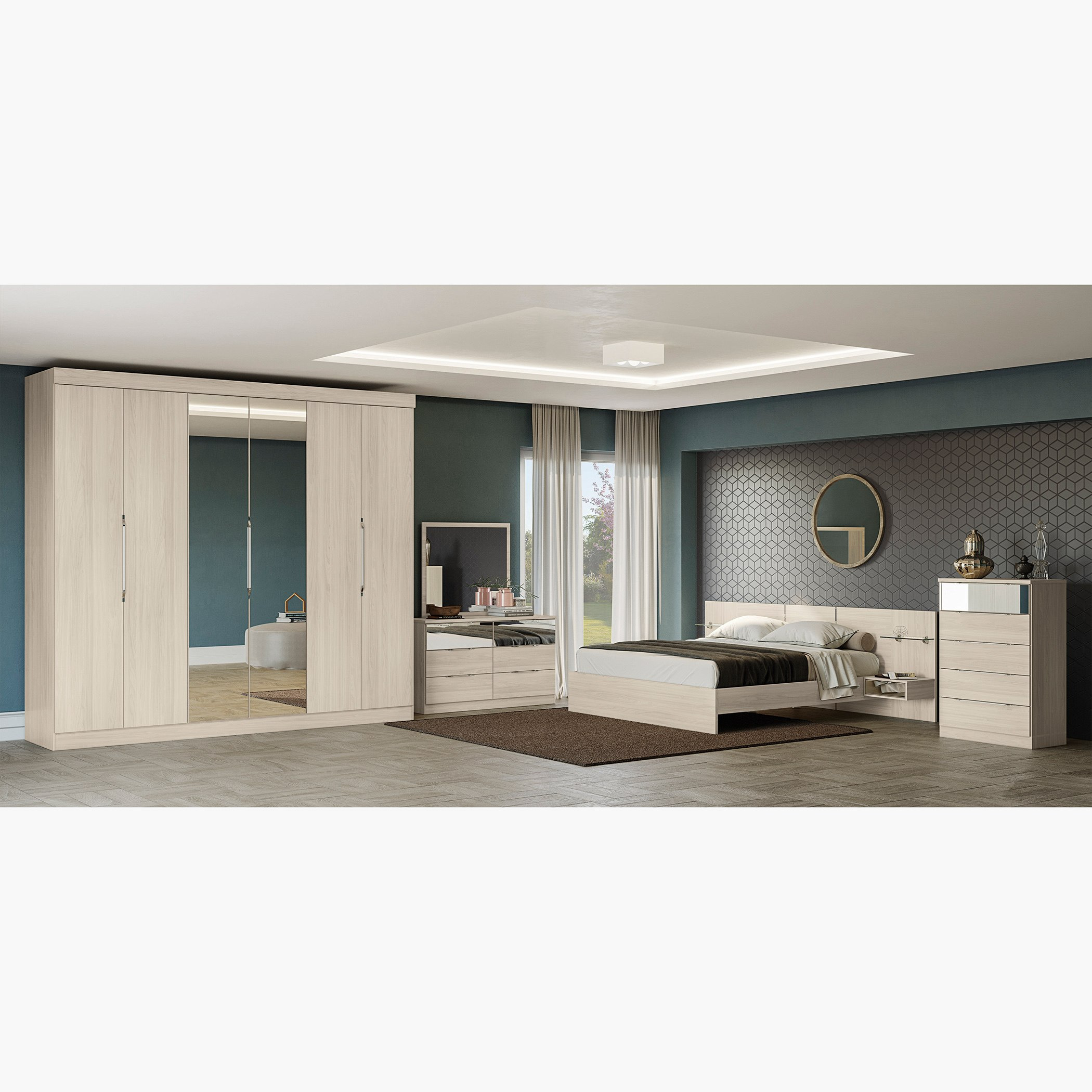 طقم غرفة نوم كينج 5 قطع من فلوريدا - 180x200 سم-hbxbedroom-bedsandbedsets-bedroomsets-king-image-13
