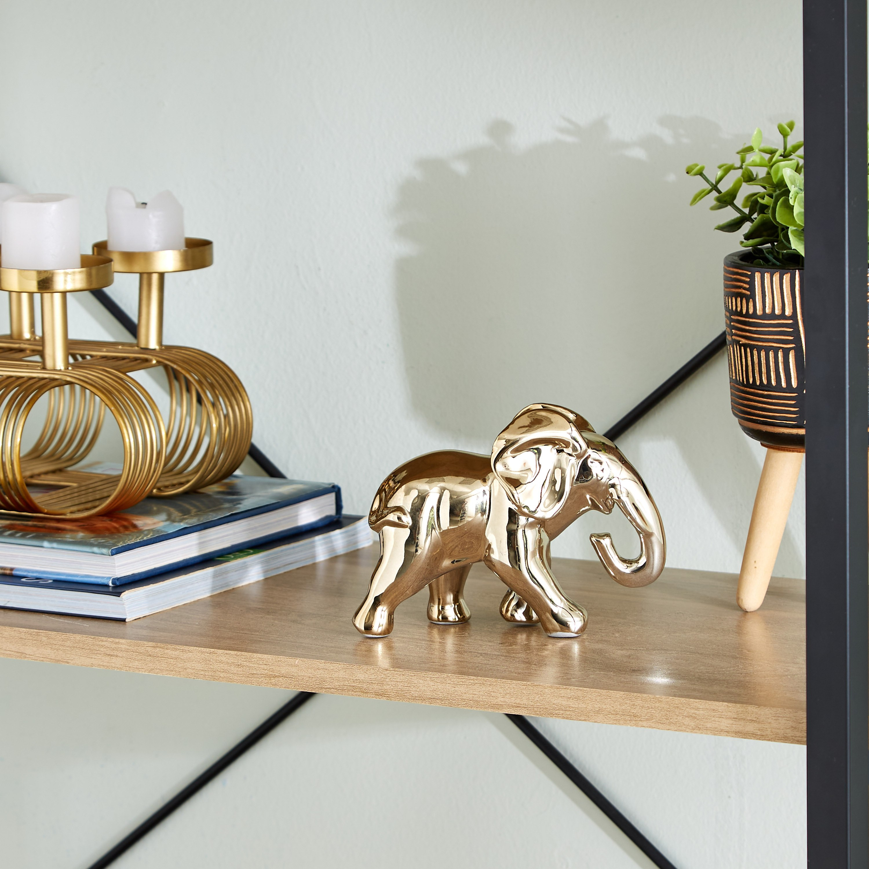 تمثال فيل سيراميك من دوك - 13x6x11 سم-hbxhomeware-homedecor-figurinesandornaments-image-1