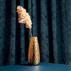 Topaz Ceramic Hammered Ribbed Vase -13x13x30 cms