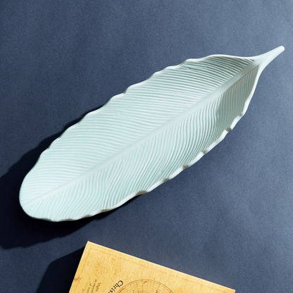 Topaz Ceramic Leaf Edging Platter - 41x14x4 cms
