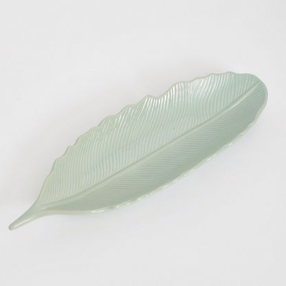 Topaz Ceramic Leaf Edging Platter - 41x14x4 cms