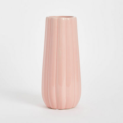 Topaz Ceramic Curvy Ribbed Small Vase - 11x11x24 cm