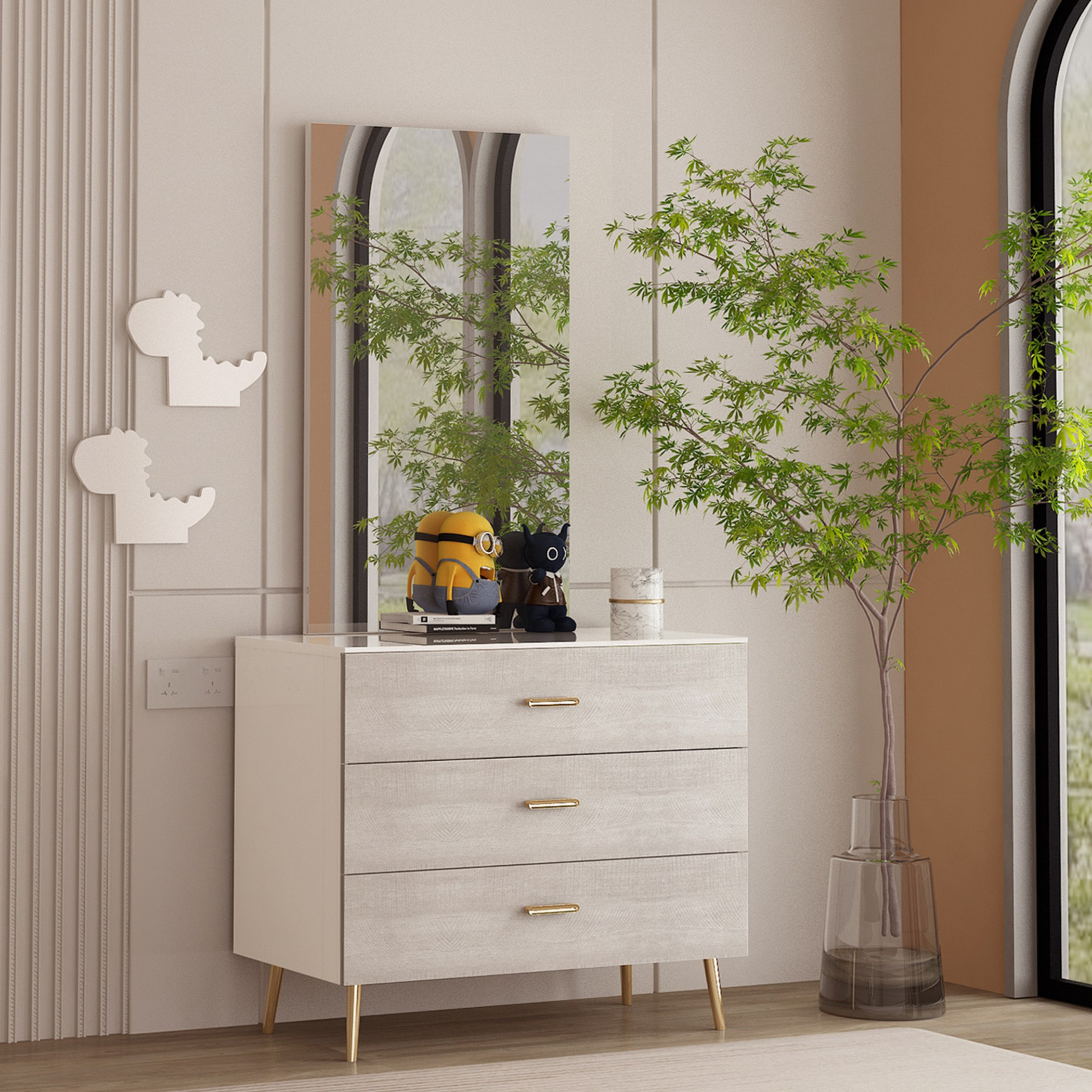 طاولة تزيين بمرآة و3 أدراج للأطفال من إيلا-hbxfurniture-kidsroom-kidsdressersandmirrors-image-1