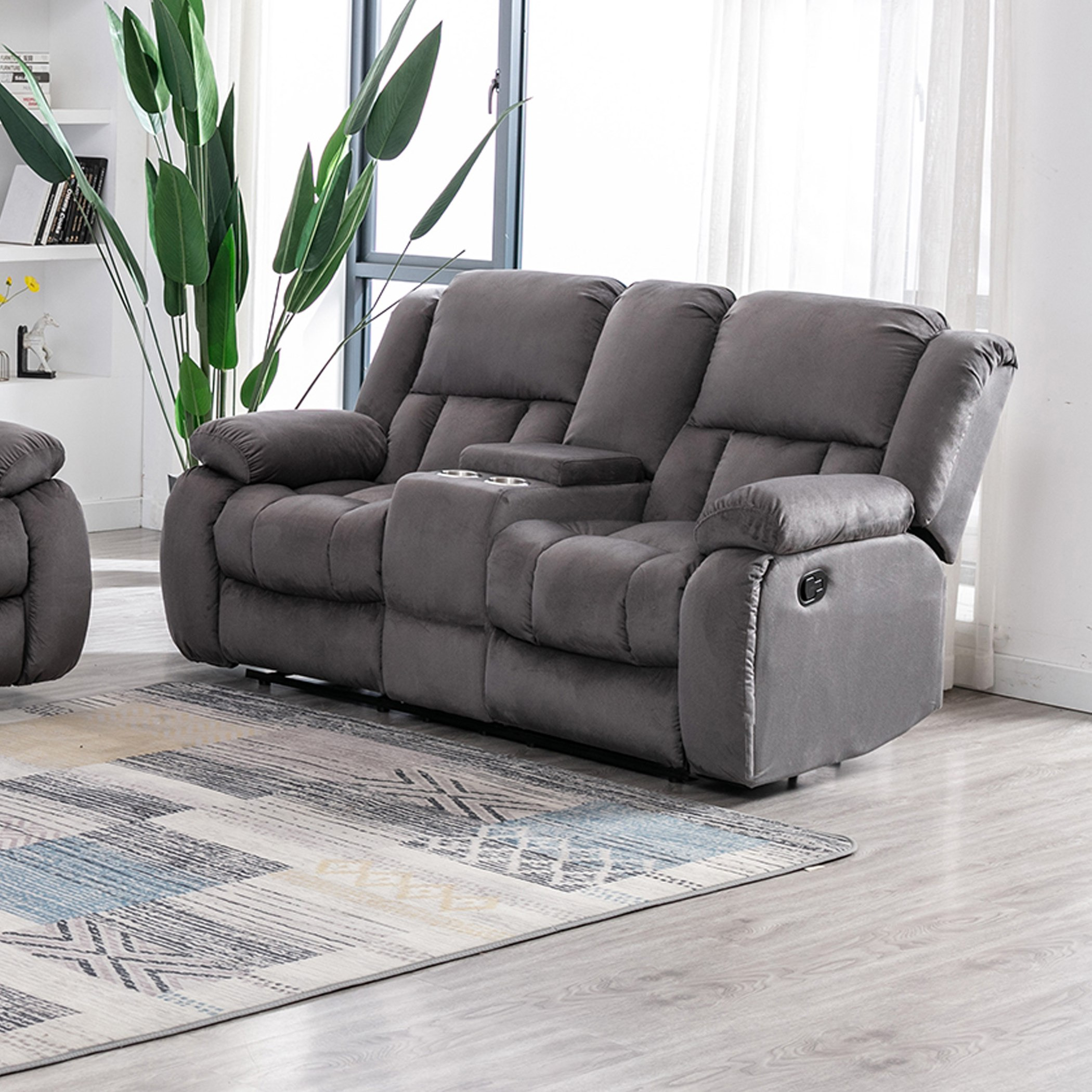 2 seater 2024 console recliner sofa