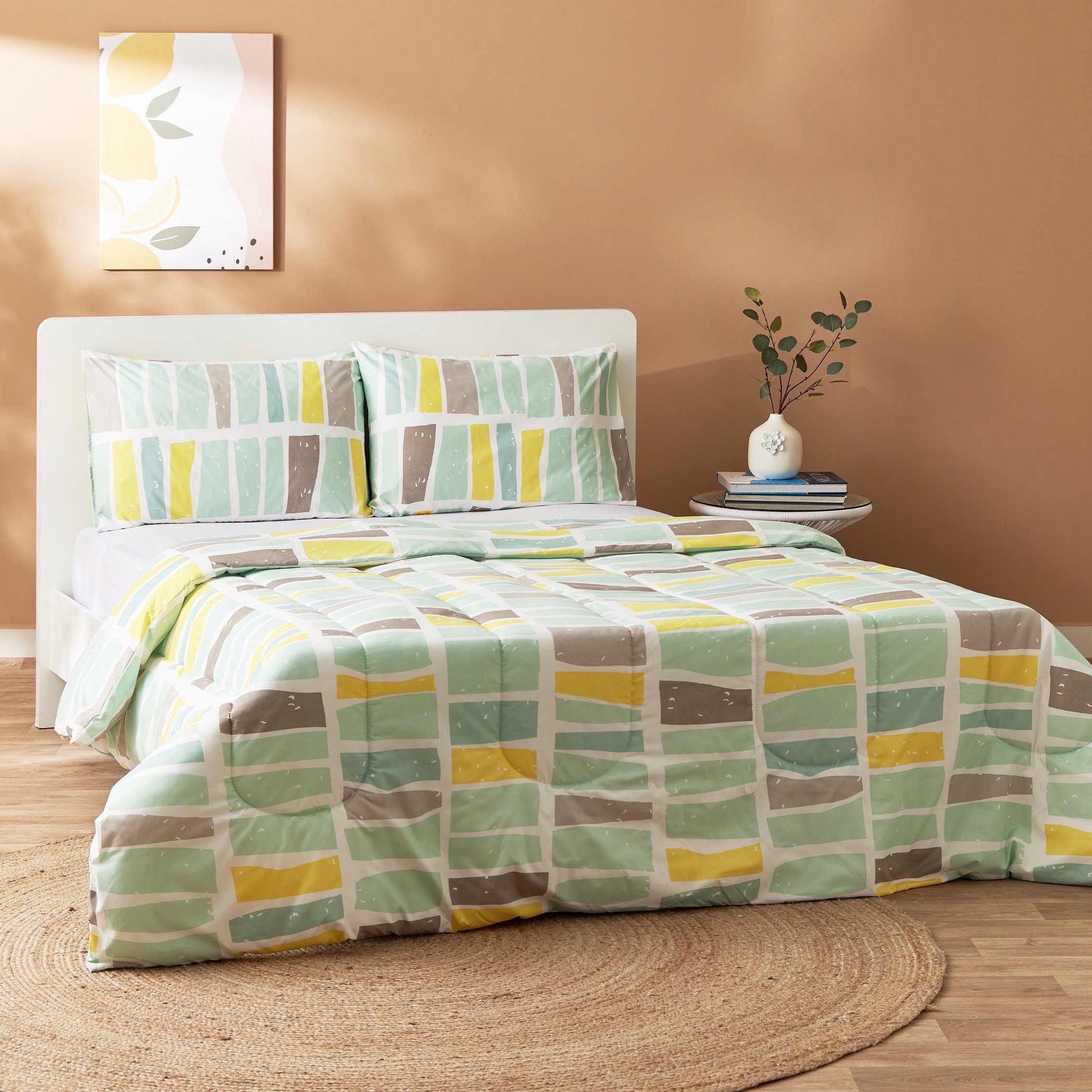 طقم لحاف ألياف دقيقة كينج بطبعات 3 قطع من أونتاريو جيل - 220x240 سم-hbxhomeware-hbxdecorandfurnishings-image-1