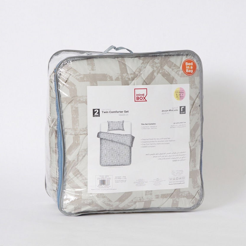 Ontario Justin 2-Piece Printed Twin Microfibre Comforter Set - 160x220 cm-Comforter Sets-image-6