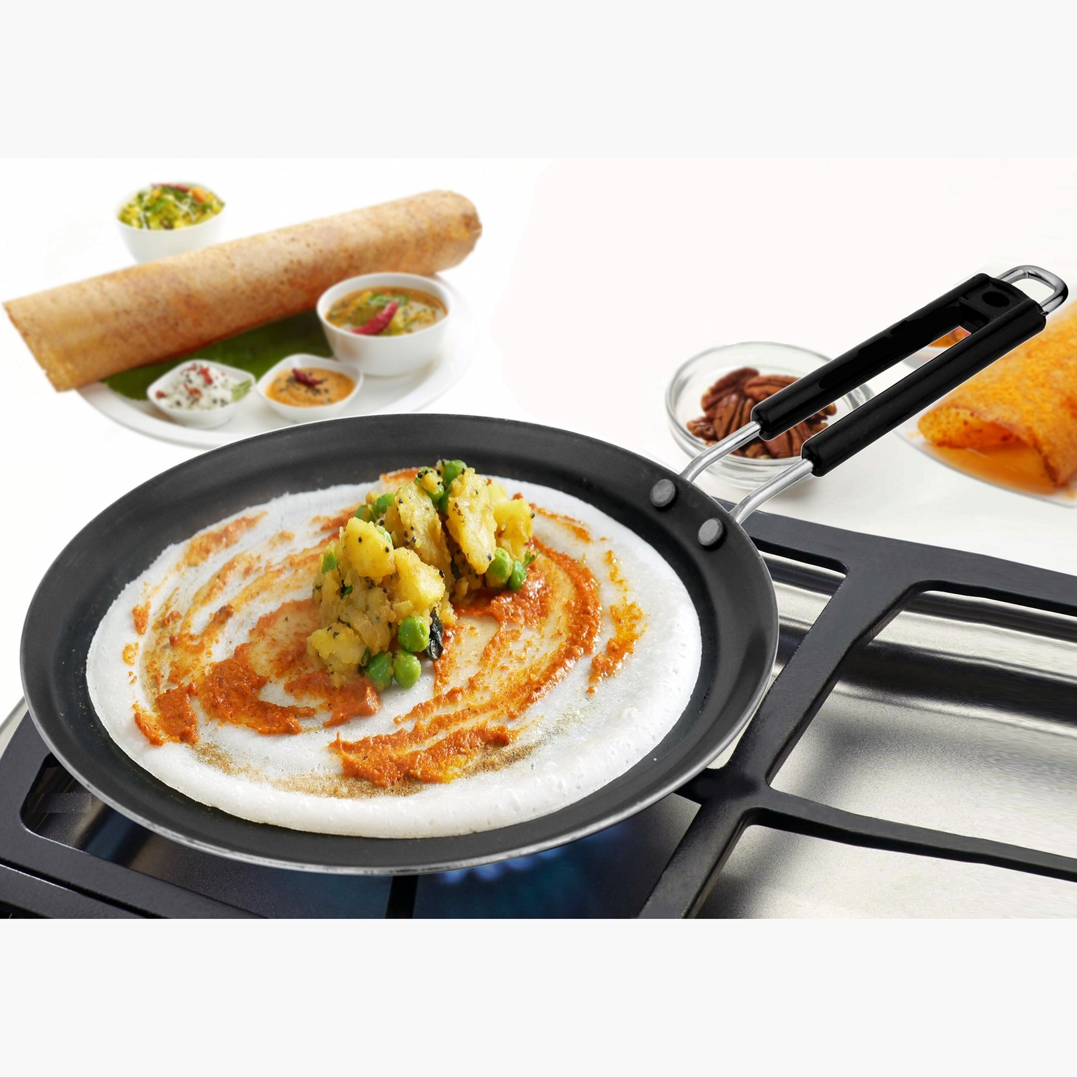 Ferric Wrought Iron Flat Tawa Crepe Pan - 25.5 cm-hbxkitchen-kitchenware-foodpreparation-image-2