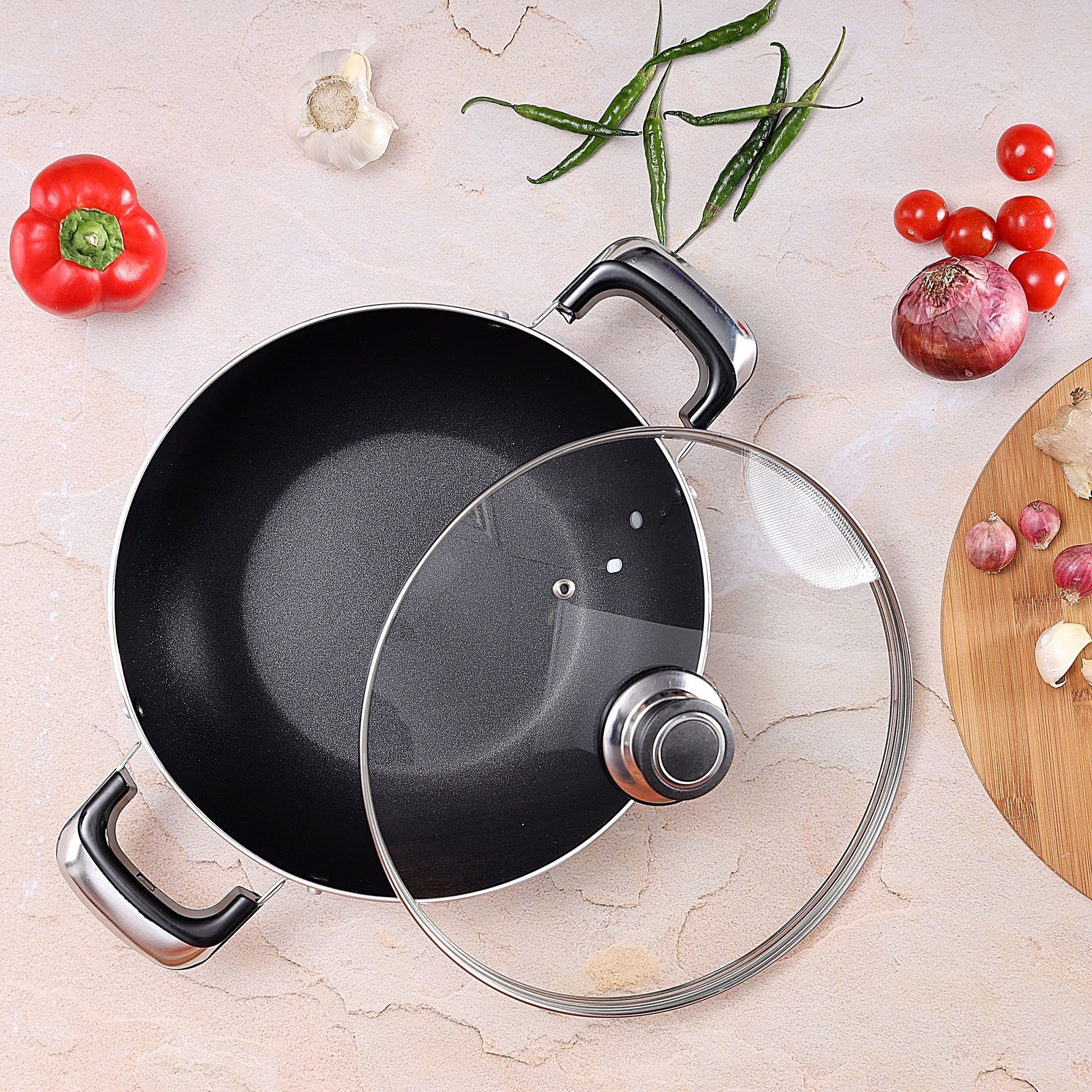 مقلاة ووك بغطاء من رويال - 30 سم-hbxkitchen-kitchenware-foodpreparation-image-2