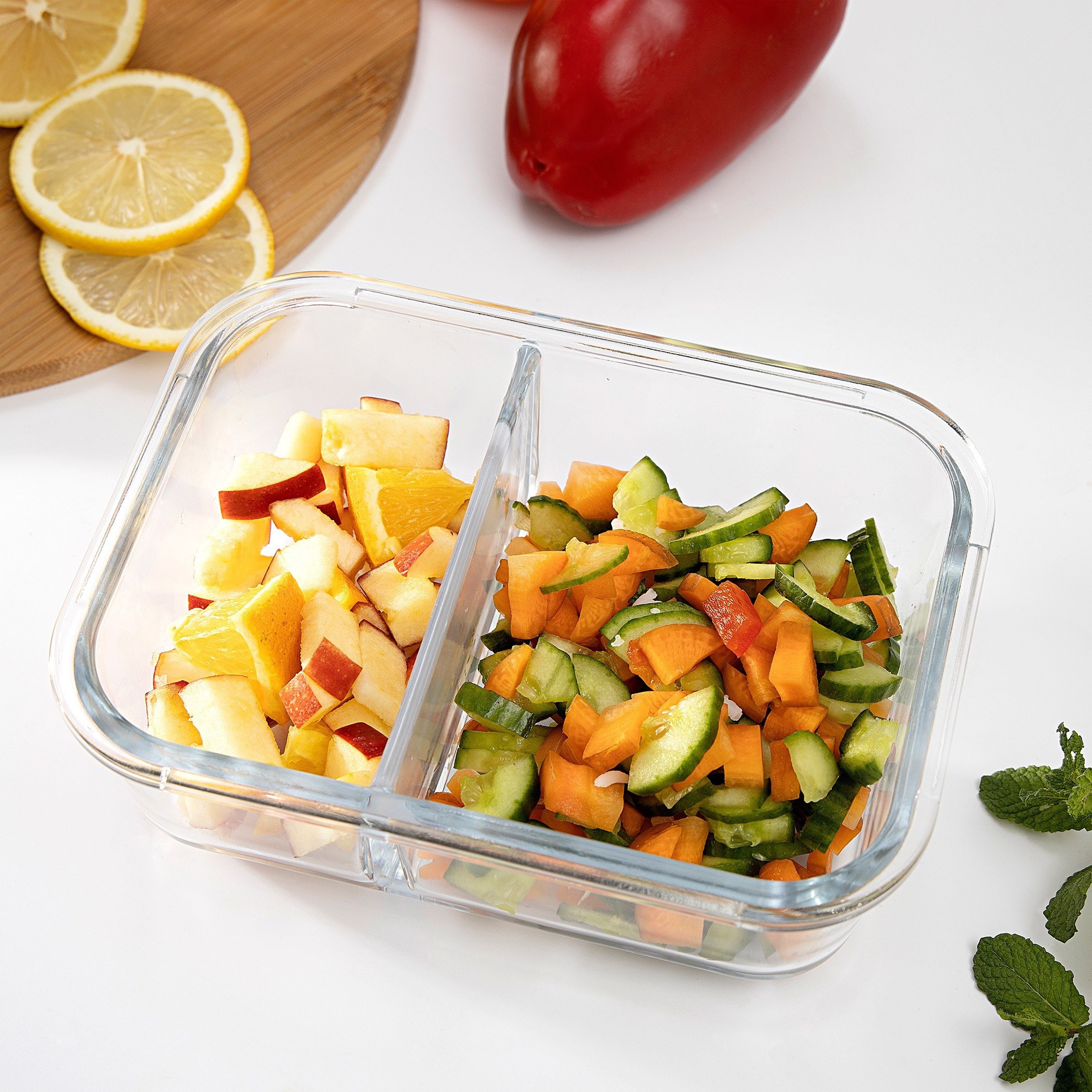 حاوية تخزين طعام زجاجية بقسمين من رويال - 600 مل-hbxhomeware-hbxkitchen-image-2