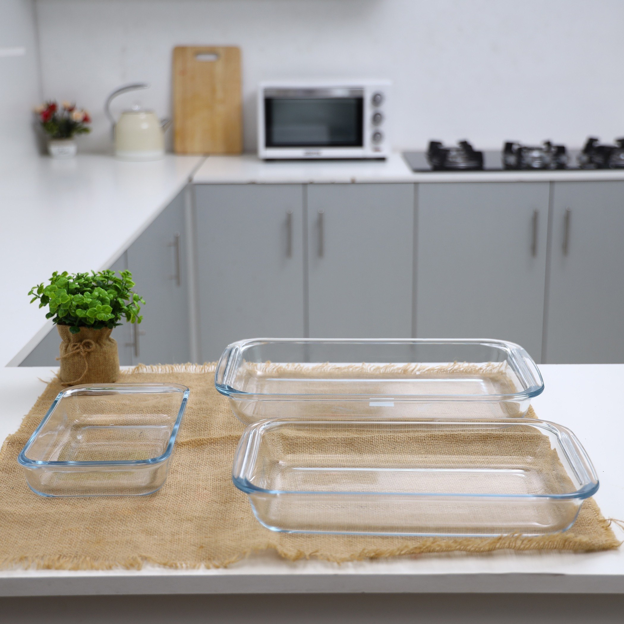طقم صحن خبز زجاجي مستطيلي من رويال - 3 قطع-hbxkitchen-bakeware-image-1
