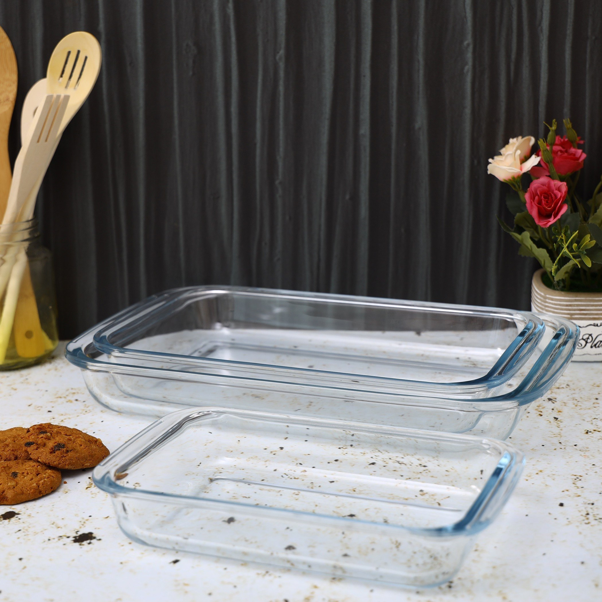 طقم صحن خبز زجاجي مستطيلي من رويال - 3 قطع-hbxkitchen-bakeware-image-2