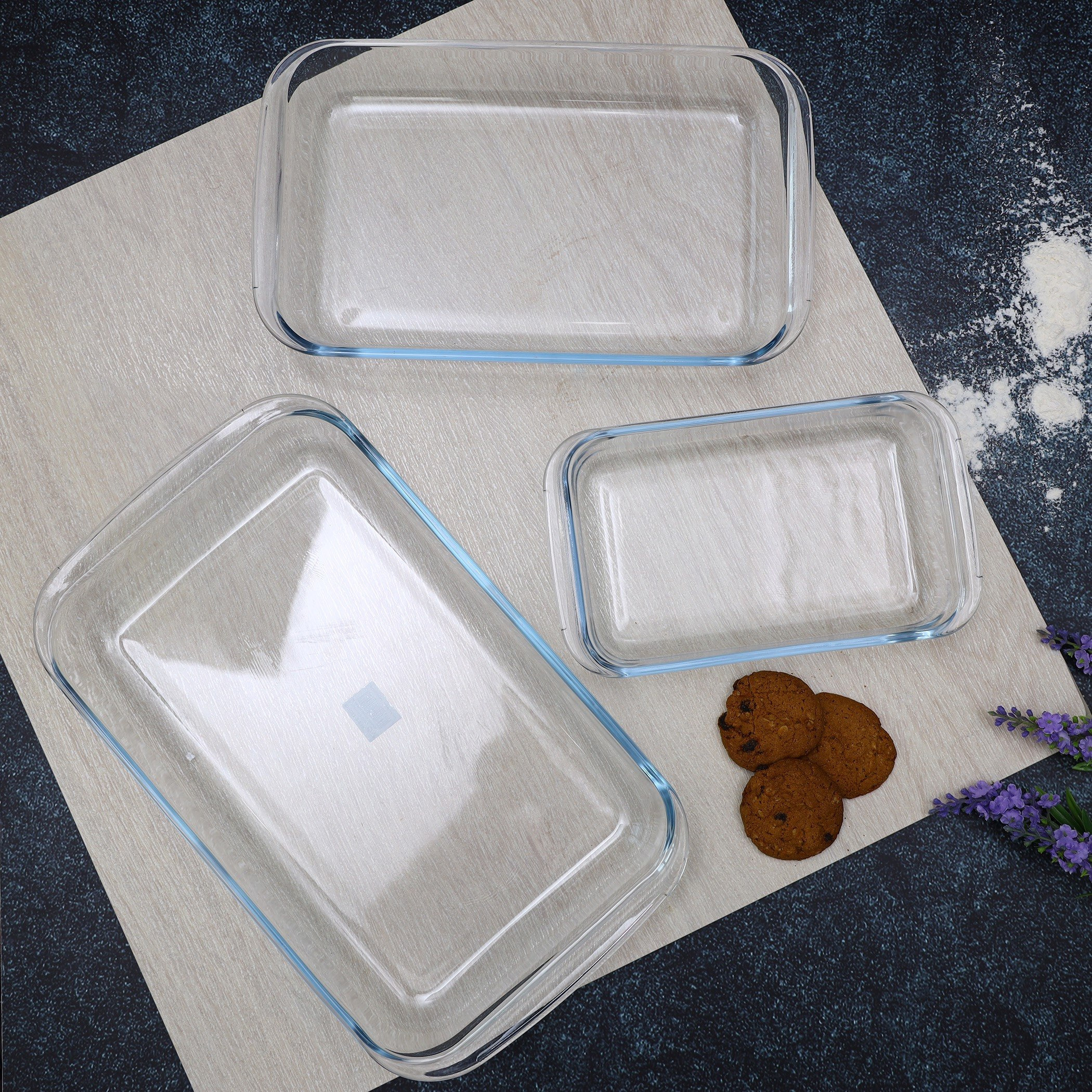 طقم صحن خبز زجاجي مستطيلي من رويال - 3 قطع-hbxkitchen-bakeware-image-3