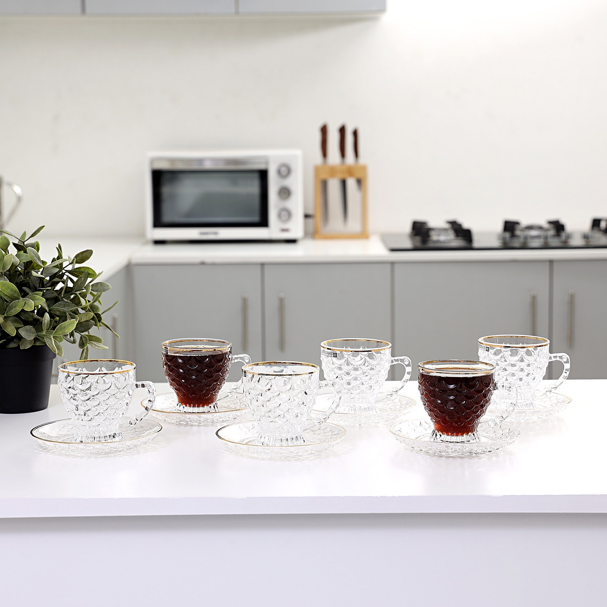 طقم فناجين وصحون 12 قطعة من رويال - 150 مل-hbxhomeware-hbxkitchen-image-1