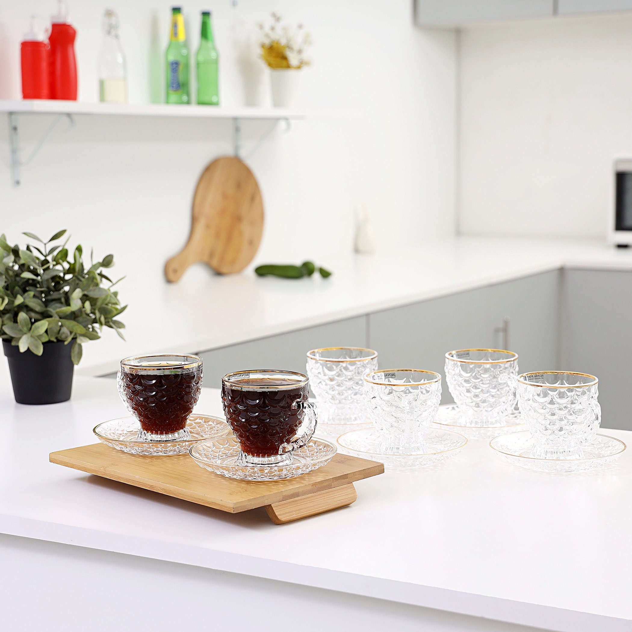 طقم فناجين وصحون 12 قطعة من رويال - 150 مل-hbxhomeware-hbxkitchen-image-2