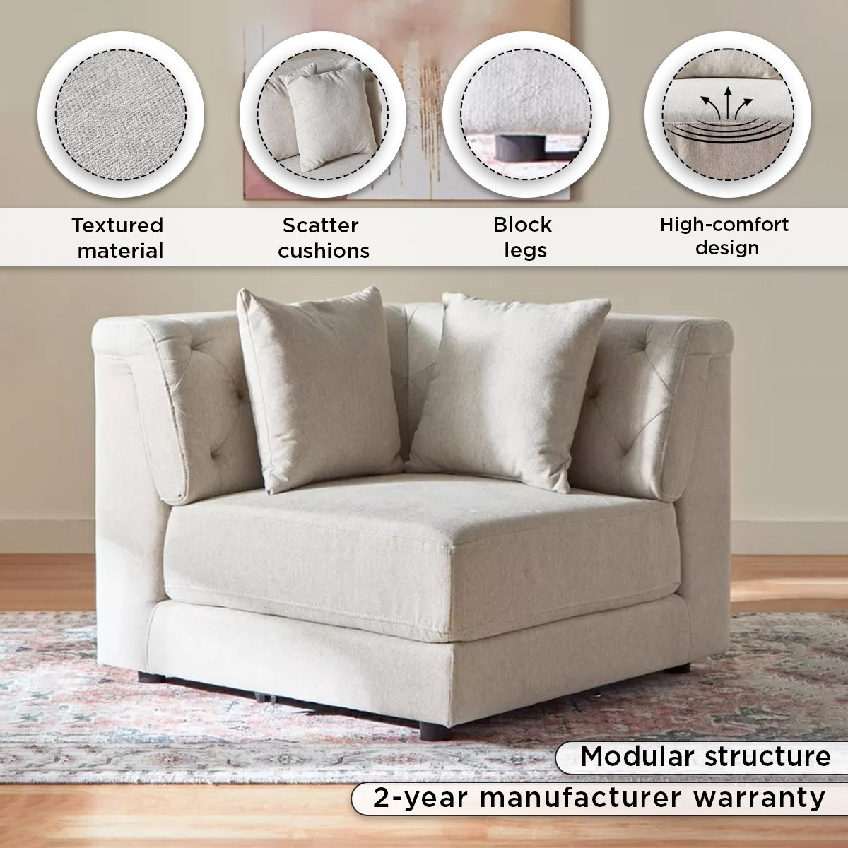 Emotion 1-Seater Fabric Corner Sofa with 2 Cushions-hbxfurniture-livingroom-sofasandsofasets-image-5