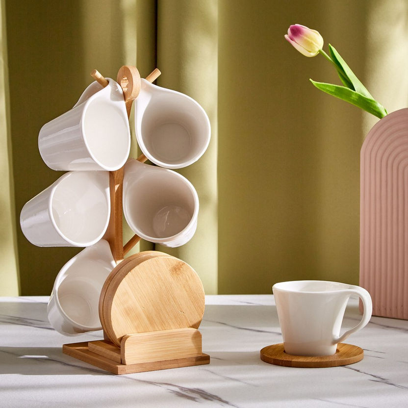 Nature 13-Piece Tea Set with Bamboo Stand - 190 ml-Coffee and Tea Sets-image-0
