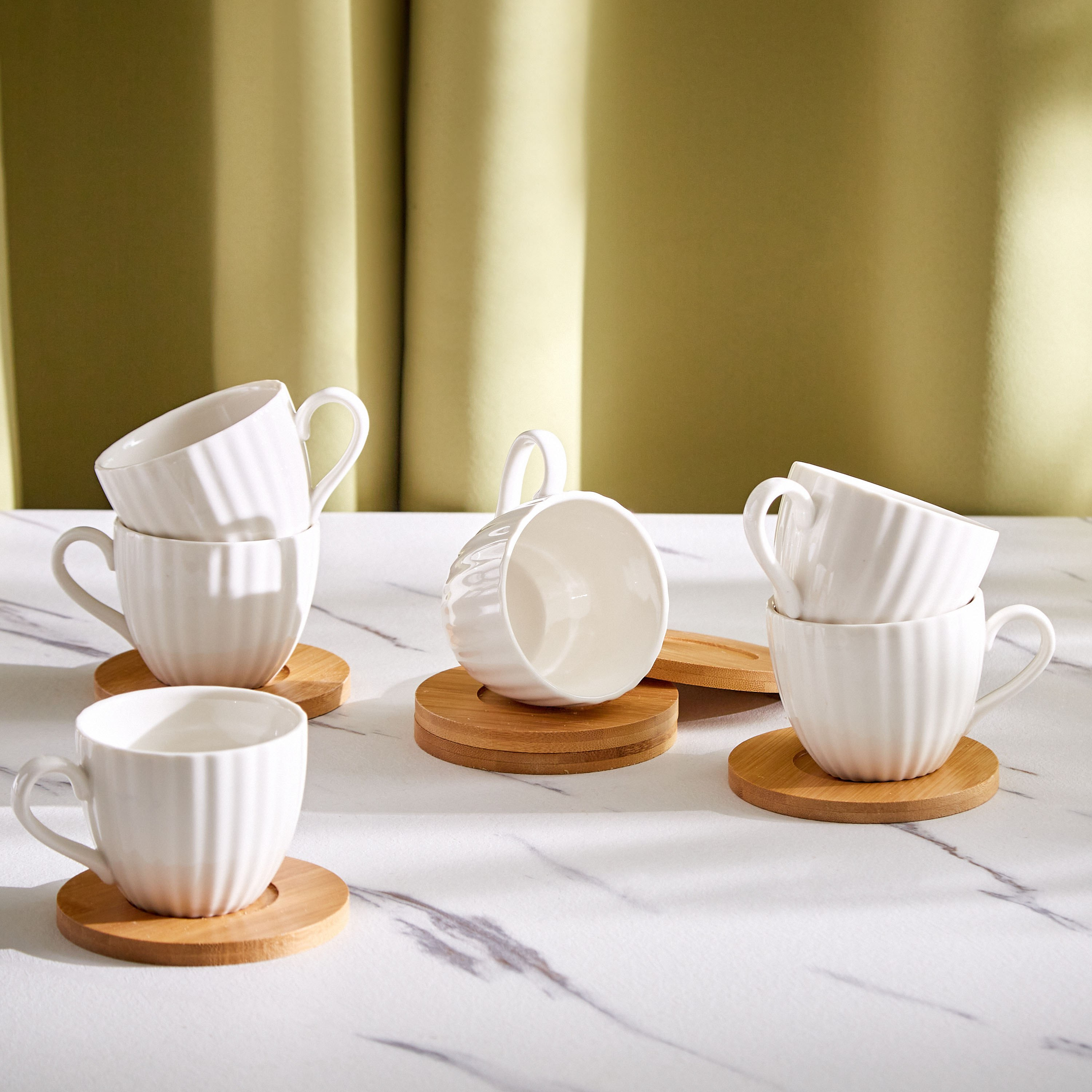 طقم فناجين وصحون 12 قطعة بنقوش - 190 مل-hbxhomeware-hbxkitchen-image-1