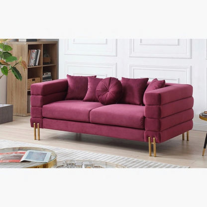 Judith 2-Seater Velvet Sofa with 5 Cushions