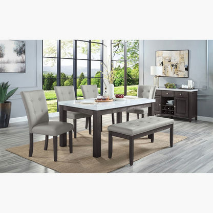 Arlington 6-Seater Marble Top Dining Table Set with Bench