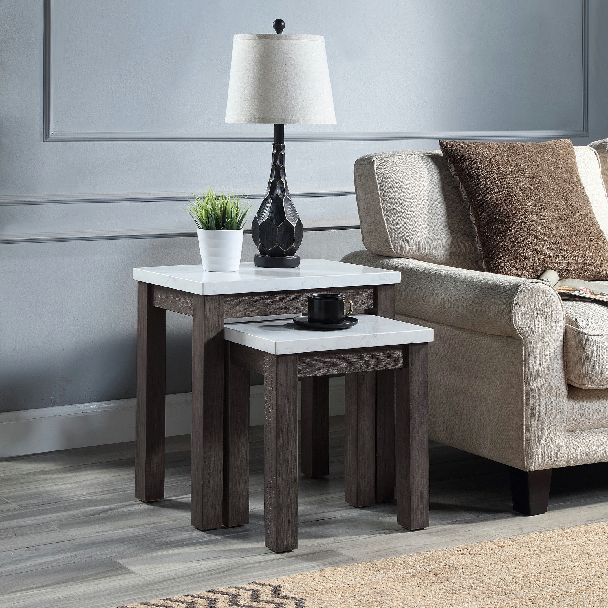 طاولات متداخلة بسطح رخام من أرلينجتون - طقم قطعتين-hbxfurniture-livingroom-nestingtables-image-1