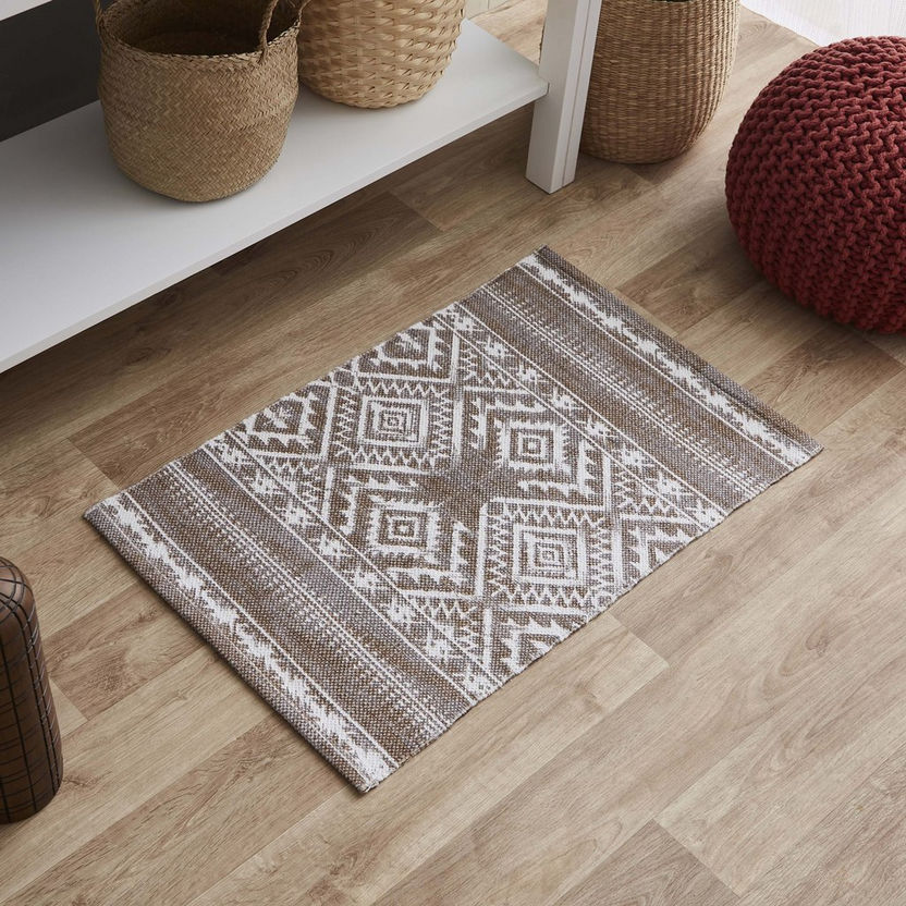 Nomadic Mellow Printed Cotton Dhurrie - 50x80 cm-Rugs-image-0