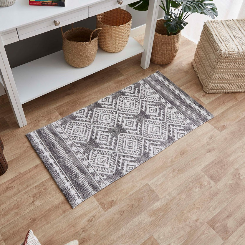 Nomadic Mellow Printed Cotton Dhurrie - 60x120 cm-Rugs-image-0