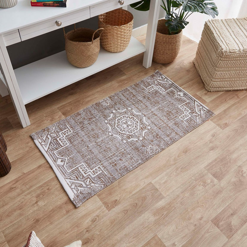Nomadic Melody Printed Cotton Dhurrie - 60x120 cm-Rugs-image-0