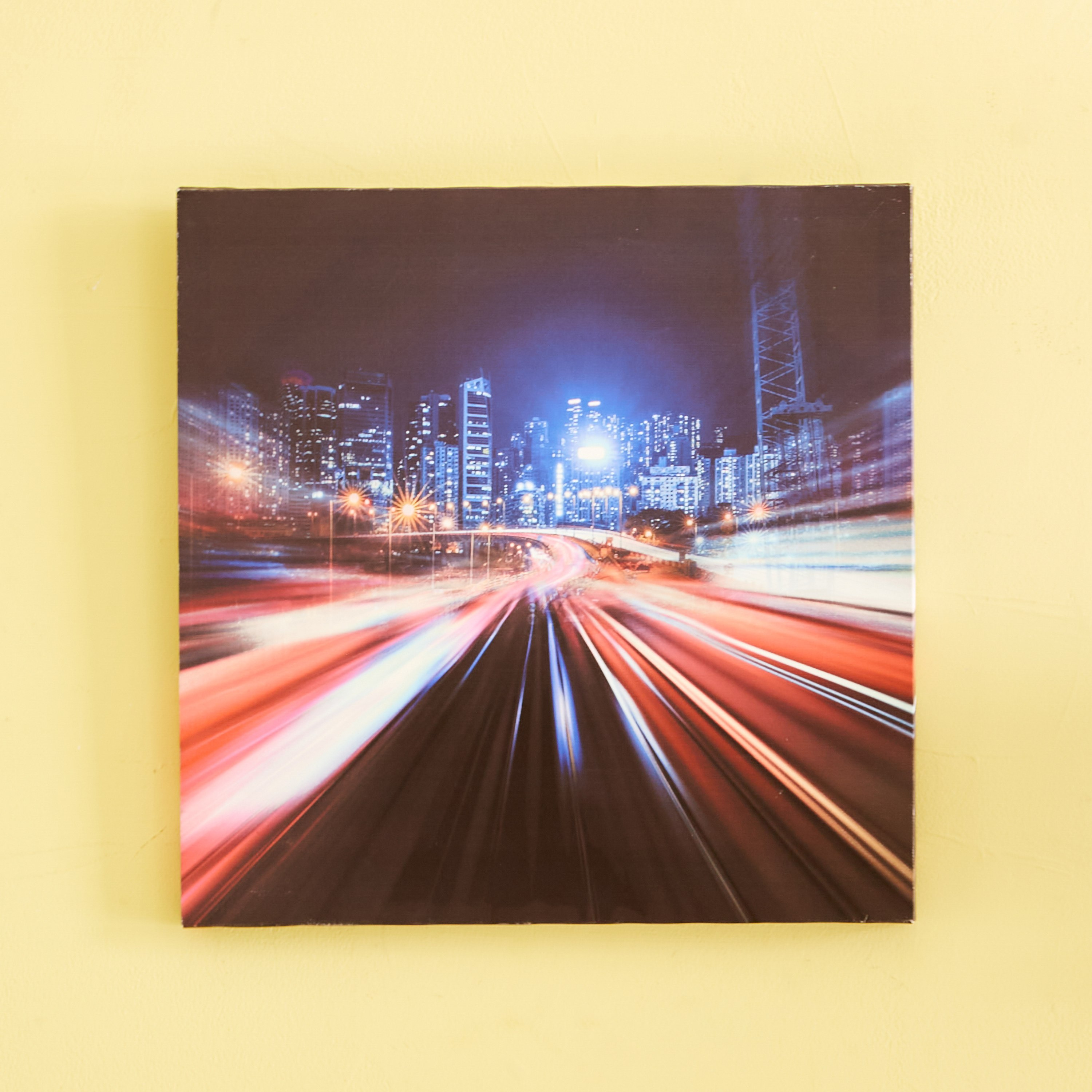 لوحة كانفاس فاست سيتي تتوهج في الليل من راديوم - 40x40x1.8 سم-hbxhomeware-hbxkidsandyouth-image-1