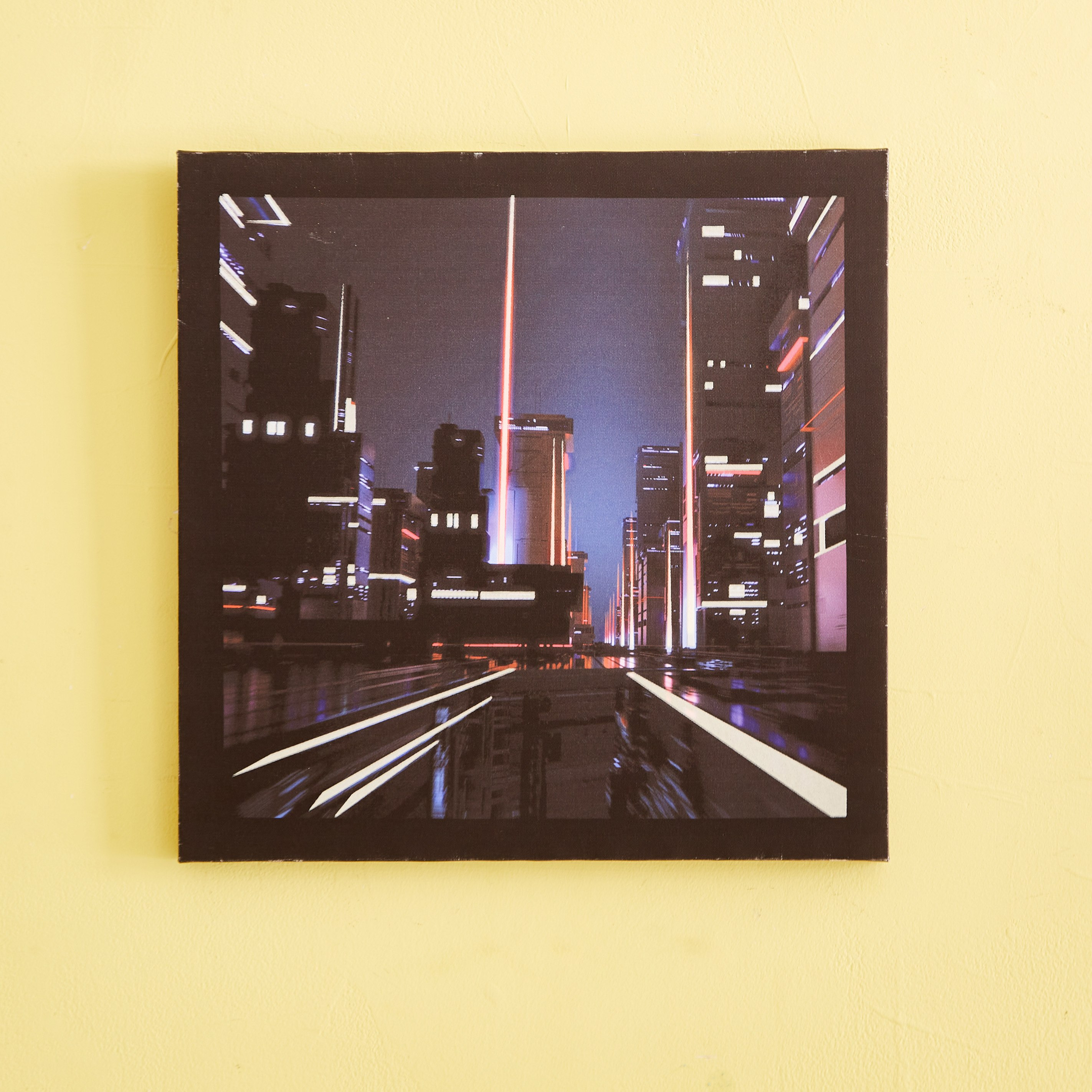 لوحة كانفاس سيتي لايتس تتوهج في الظلام من راديوم - 40x40x1.8 سم-hbxhomeware-hbxkidsandyouth-image-1