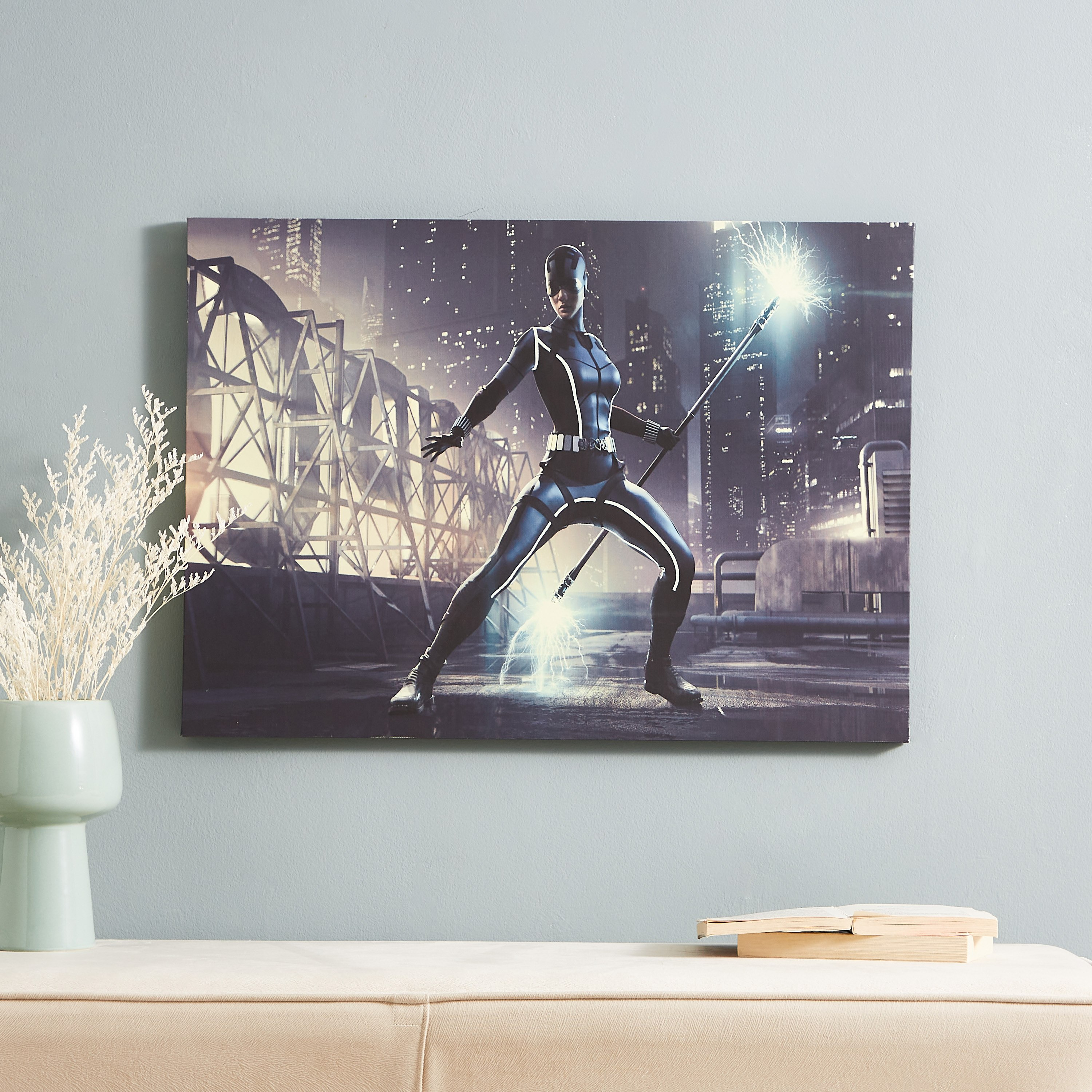 لوحة كانفاس كات وومن تتوهج في الظلام من راديوم - 50x70x1.8 سم-hbxhomeware-hbxkidsandyouth-image-6