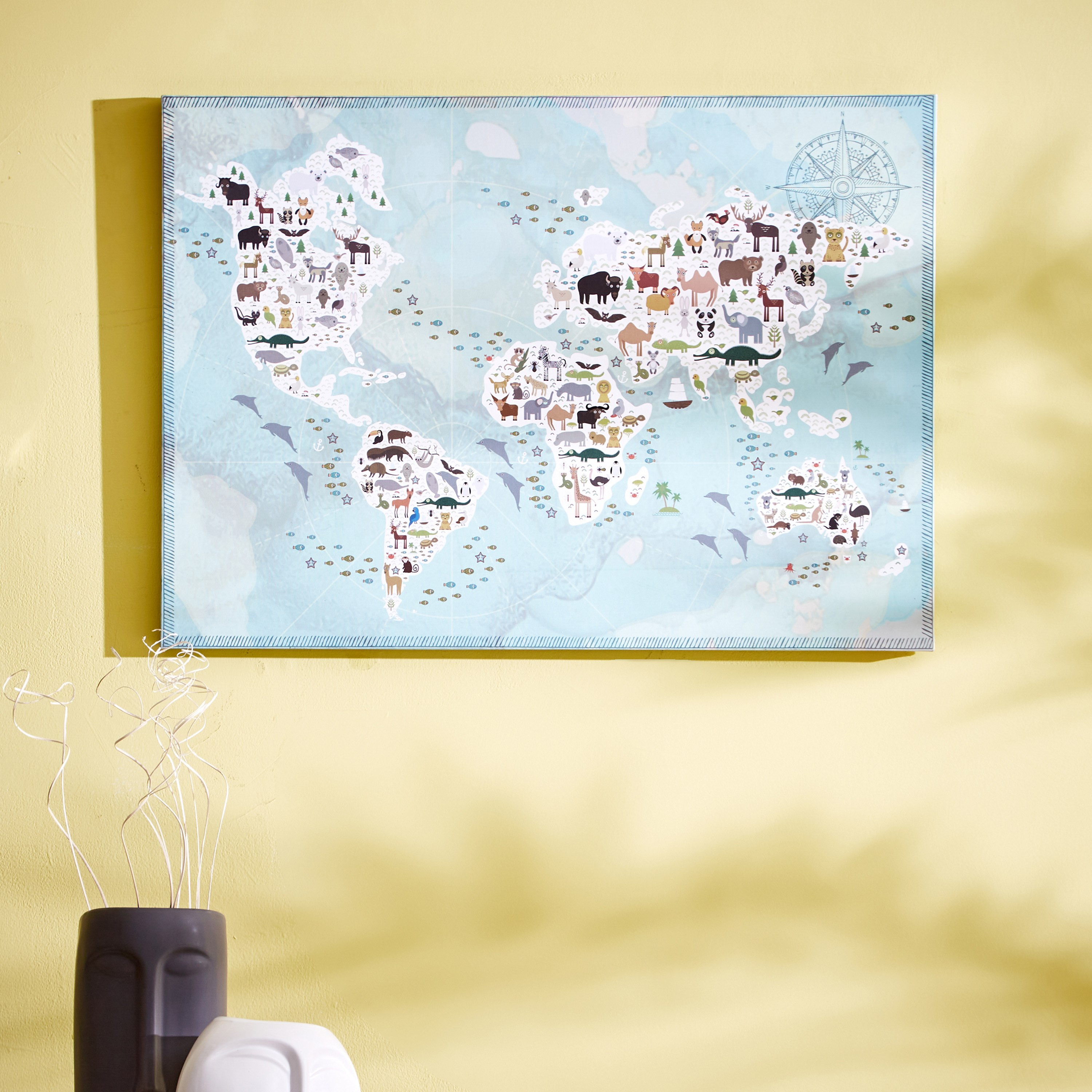 Radium 3D World Map Print MDF Canvas - 50x70x1.8 cm-hbxhomeware-hbxkidsandyouth-image-1