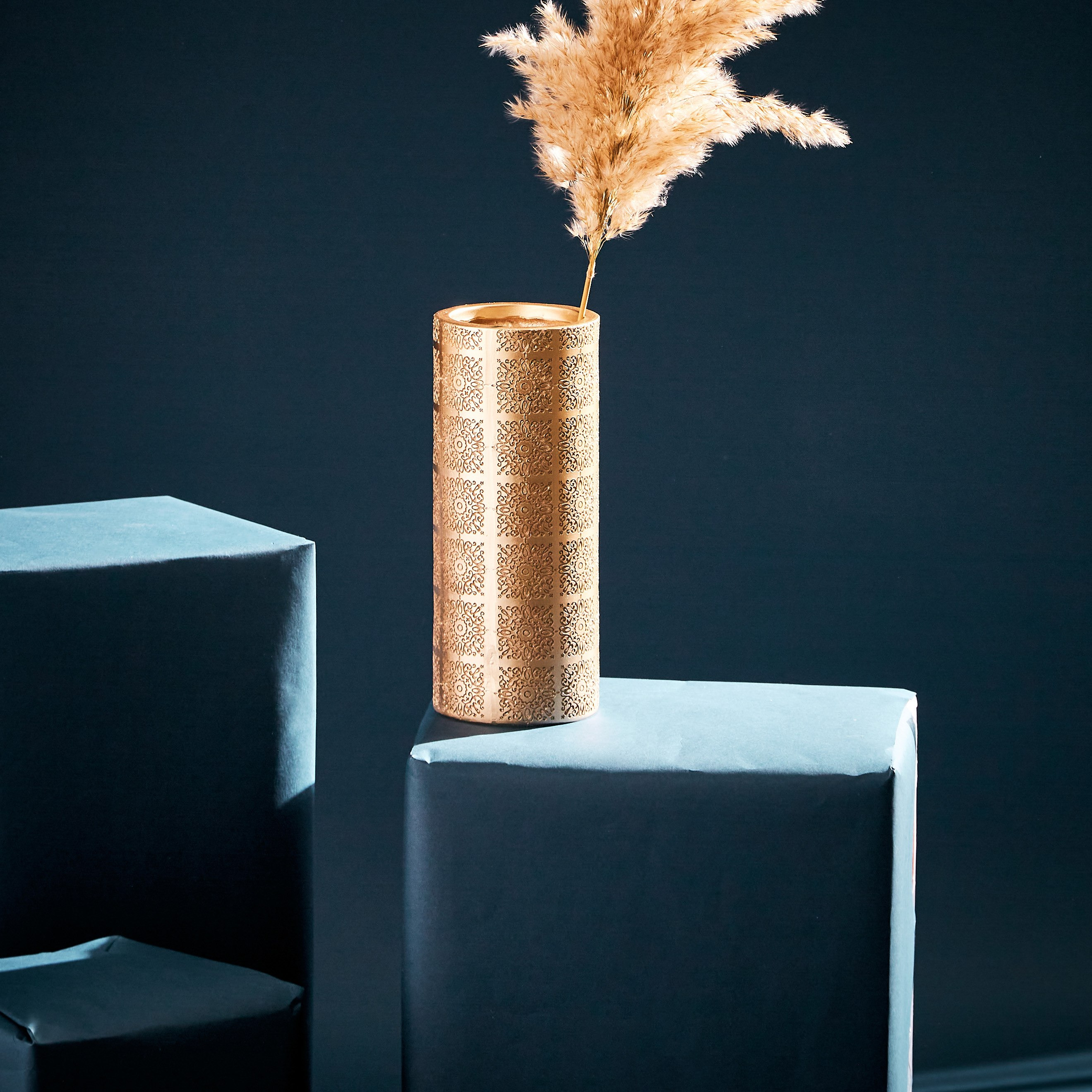 Sicily Floral Polyresin Cylinder Vase - 11x11x25 cm-hbxbedroom-decorandaccessories-vases-image-1