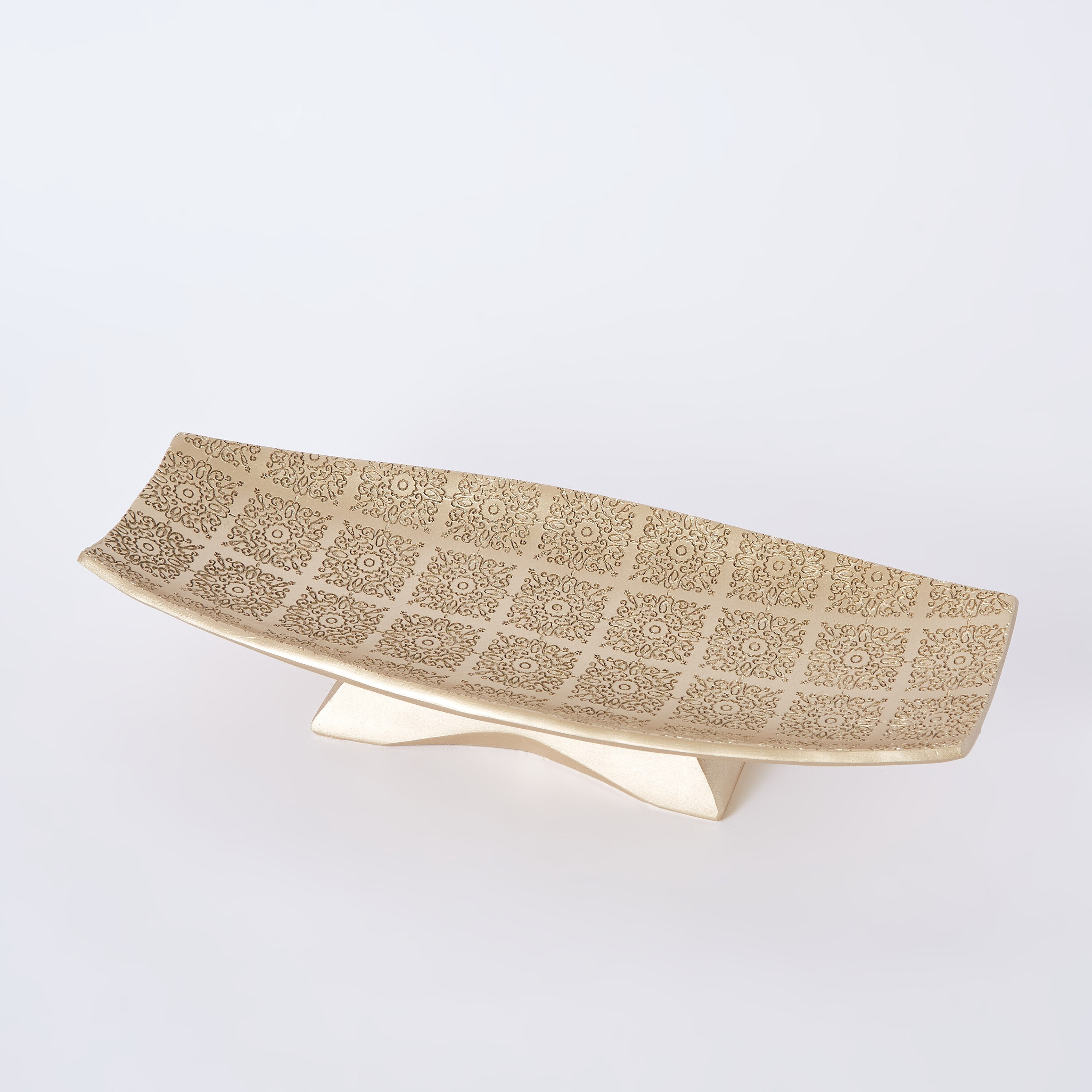 Sicily Floral Polyresin Platter with Stand - 36x15x7 cm-hbxhomeware-hbxdecorandfurnishings-image-5