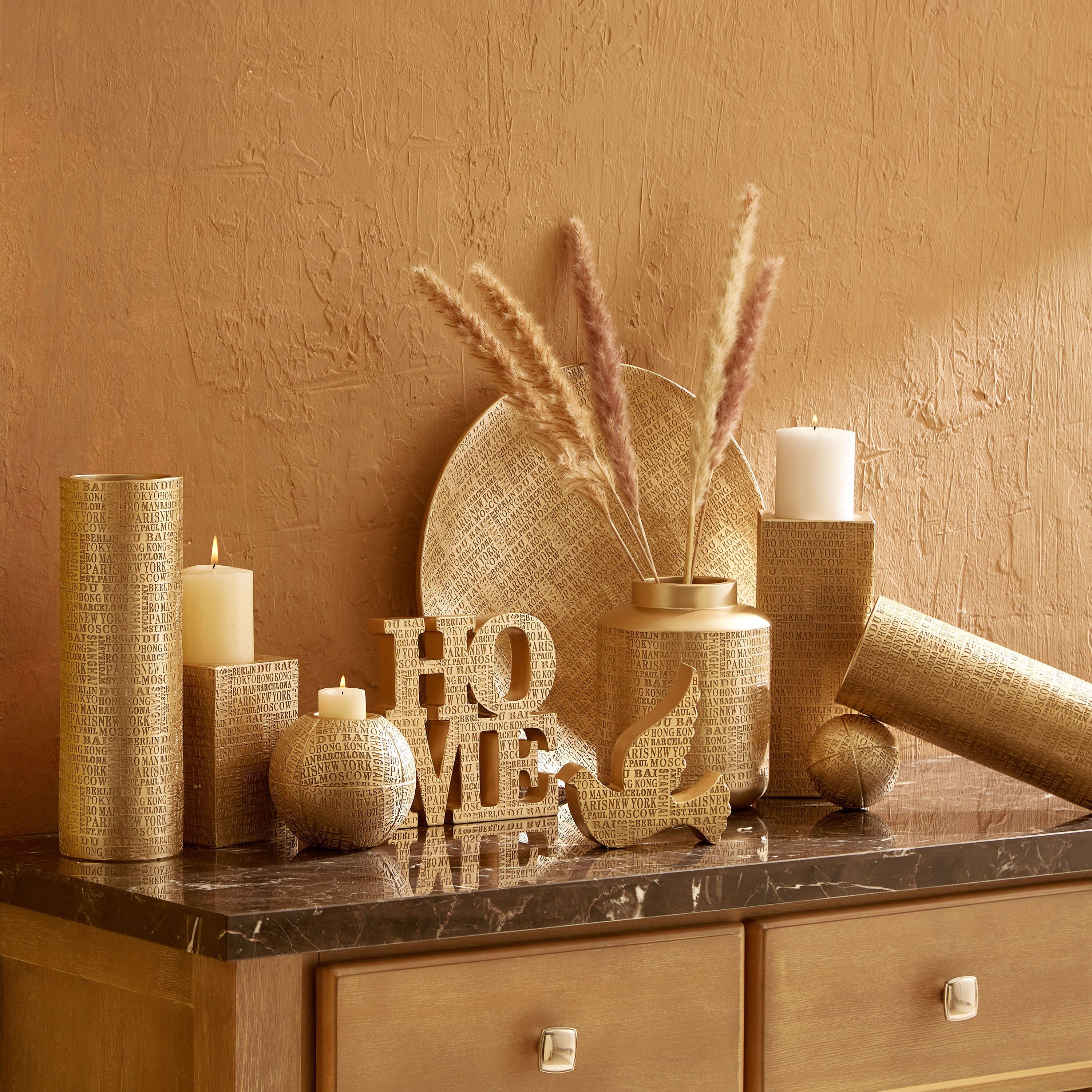 حامل شموع صغيرة بولي ريزين بنقوش من صقلية - 12x12x12 سم-hbxlivingroom-decorandaccessories-candleholders-image-4