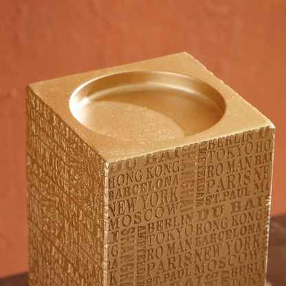 Sicily Polyresin Square Candleholder - 10x10x25 cm