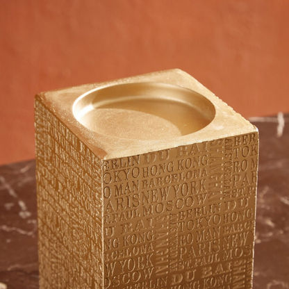 Sicily Polyresin Square Candleholder - 10x10x15 cms