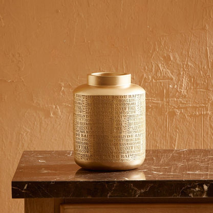 Sicily Polyresin Drum Vase - 16x16x20 cms