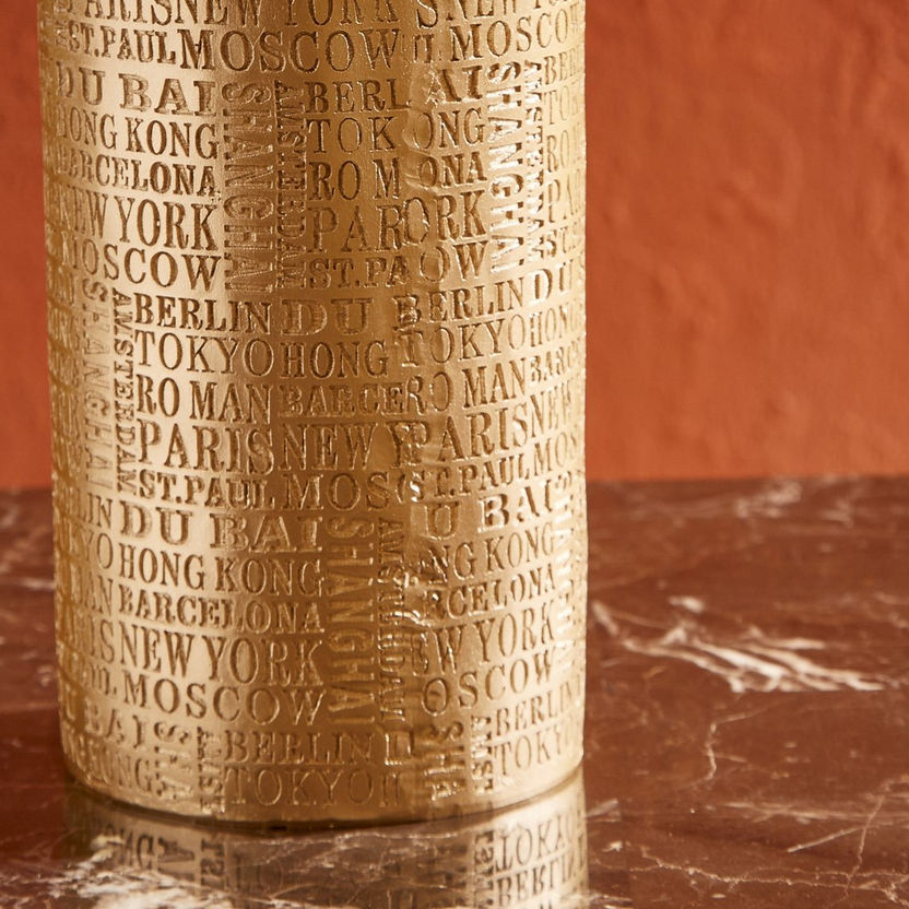 Sicily Polyresin Typography Cylinder Vase - 11x11x32 cm-Vases-image-2