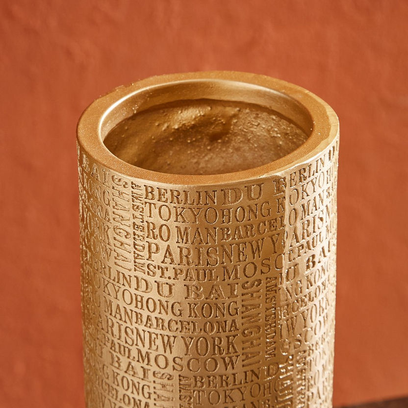 Sicily Polyresin Typography Cylinder Vase - 11x11x32 cm-Vases-image-3